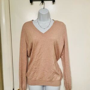 Women's V-Neck Sweater - Tan